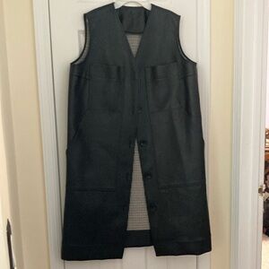 Long Black Faux Leather Vest in near perfect condition